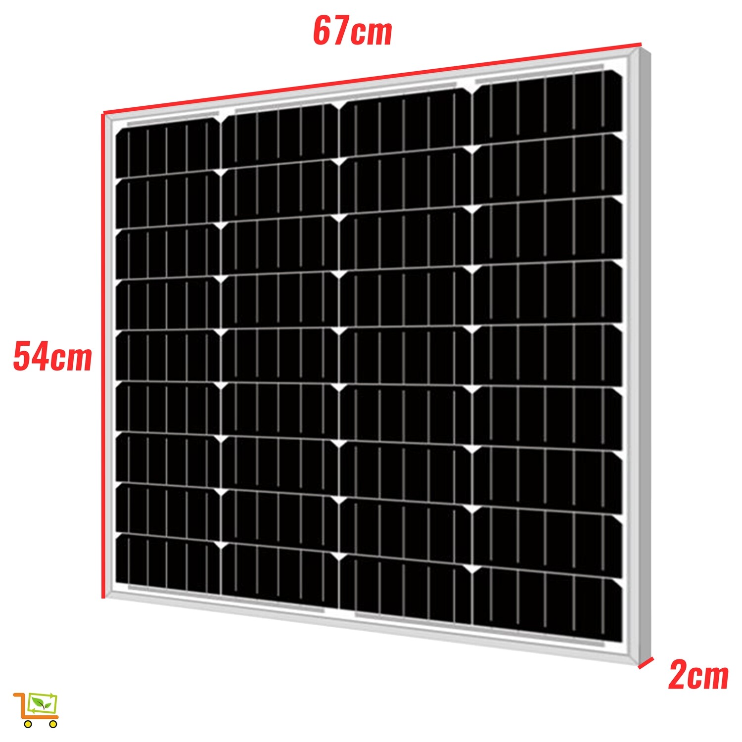 Pannello Solare Fotovoltaico 50W 12V Monocristallino Super Efficiente Off Grid +