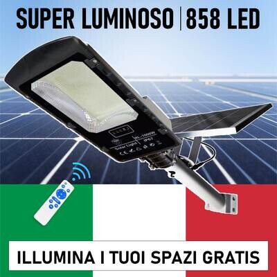 Lampione Stradale 858 Led 1000W con Pannello Solare Faro Super Luminoso