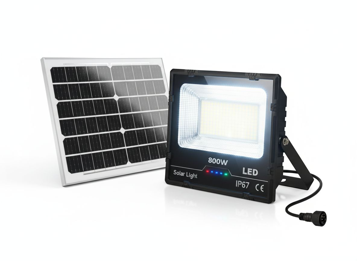 Faro 400 Led 800W con Pannello Solare Batterie al Litio Telecomando