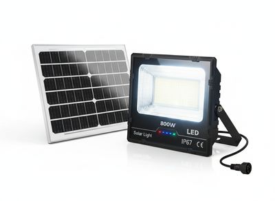 Faro 400 Led 800W con Pannello Solare Batterie al Litio Telecomando