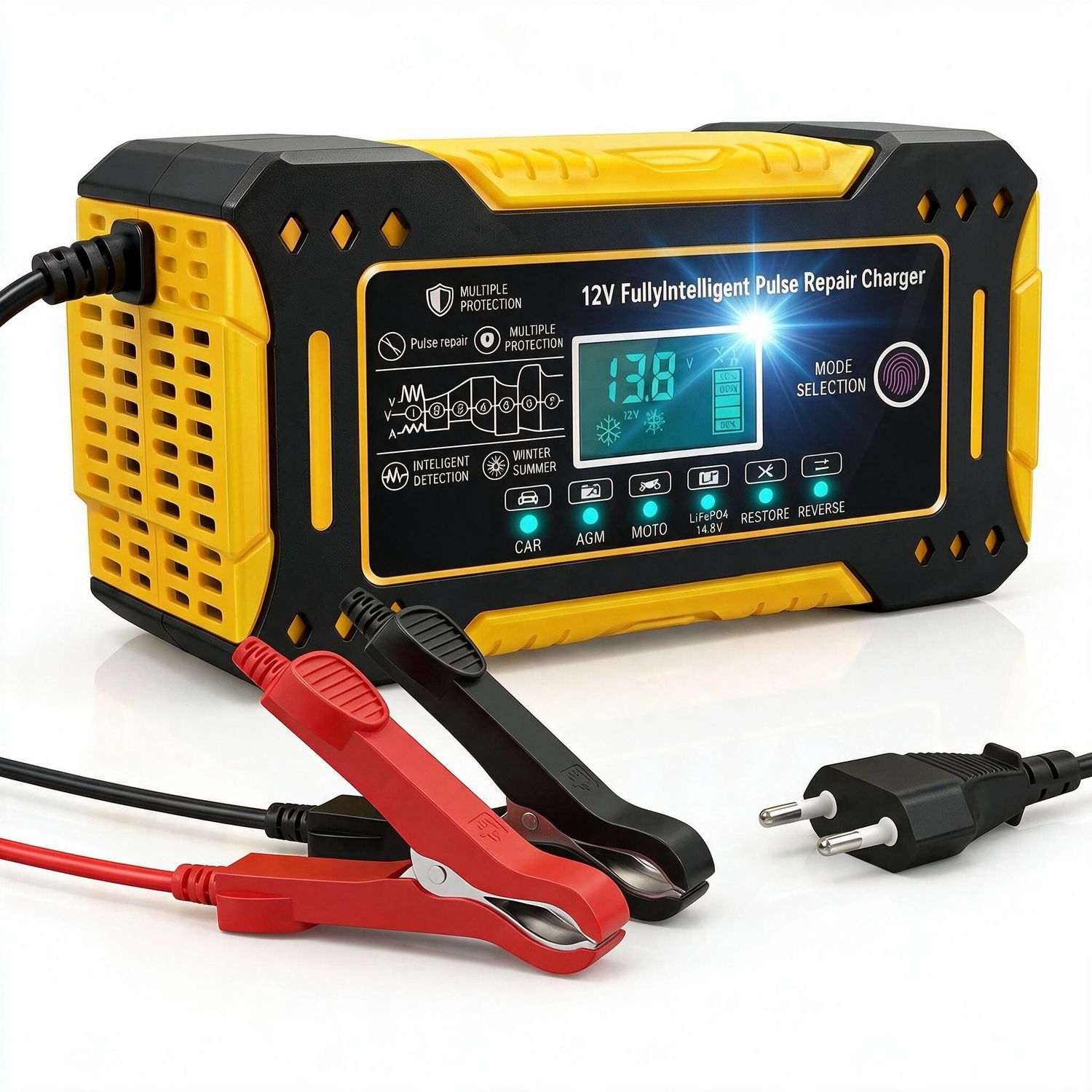 Caricabatterie Automatico 12V 6A Ripara Batterie AGM GEL LiFePO4 Piombo