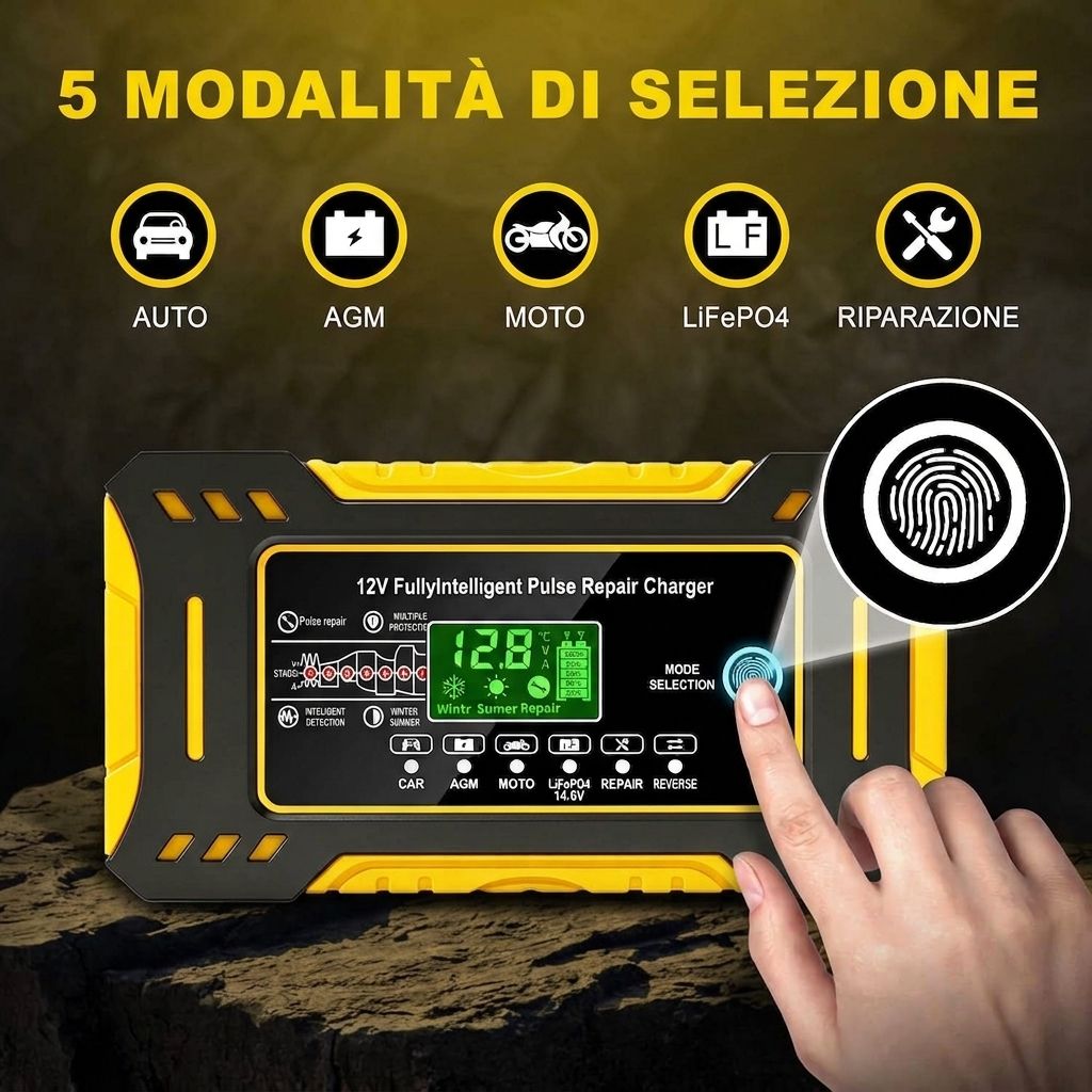 Caricabatterie Automatico 12V 6A Ripara Batterie AGM GEL LiFePO4 Piombo