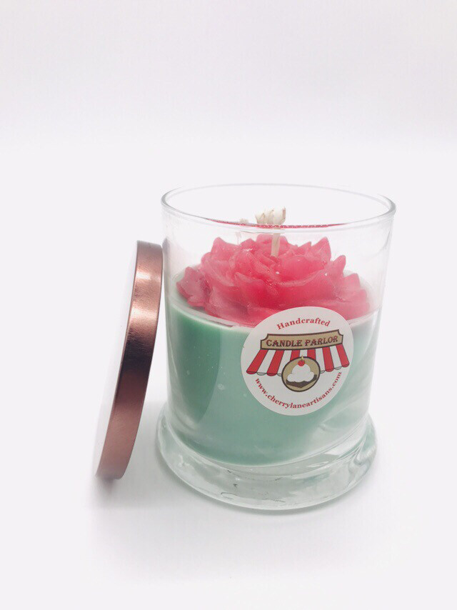 Rose Scented Status Jar Candle with Flower