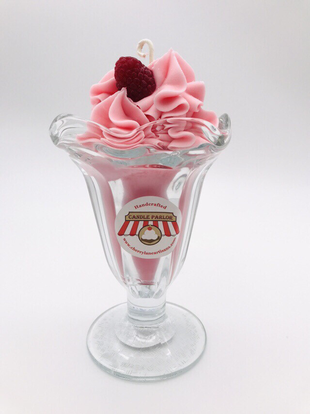 Raspberry Scented Ice Cream Candle, LG Sundae
