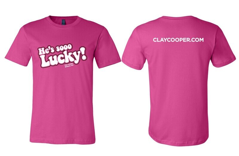He's So Lucky T- Shirt  (pink, blue)
