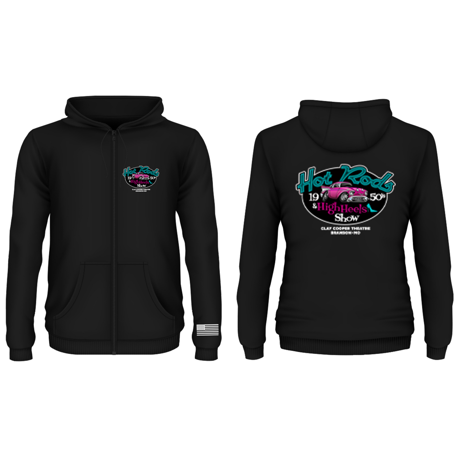 Hot Rods and Heels Zip-Up Hoodie