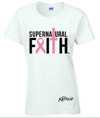 Breast Cancer Awareness Supernatural Faith T-Shirt (White) - GROUP RATE ONLY *Only Available In October