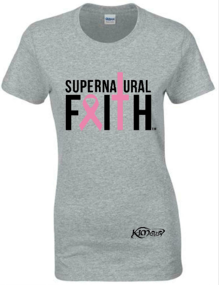 Breast Cancer Awareness Supernatural Faith T-Shirt (Gray) - GROUP RATE ONLY *Only Available In October