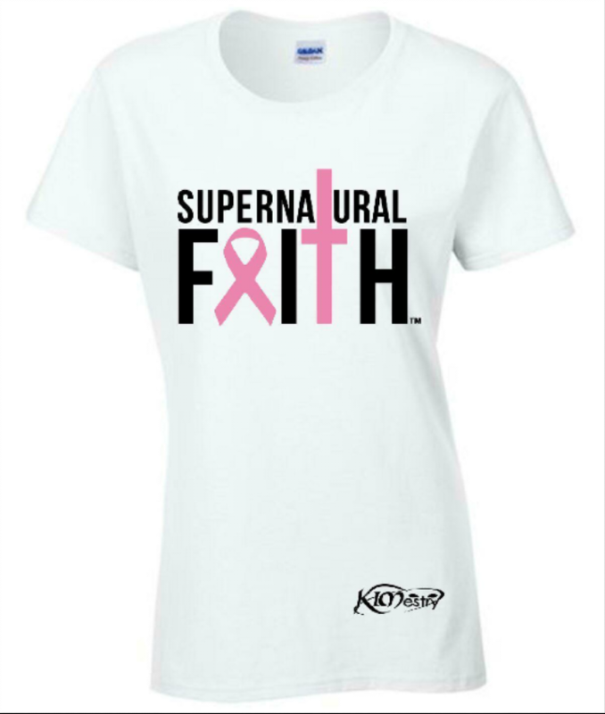 Breast Cancer Awareness Supernatural Faith T-Shirt (White)  - GROUP RATE ONLY *Only Available In October