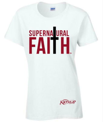 Supernatural Faith T-Shirt (Garnet & Black on White) - GROUP RATE ONLY