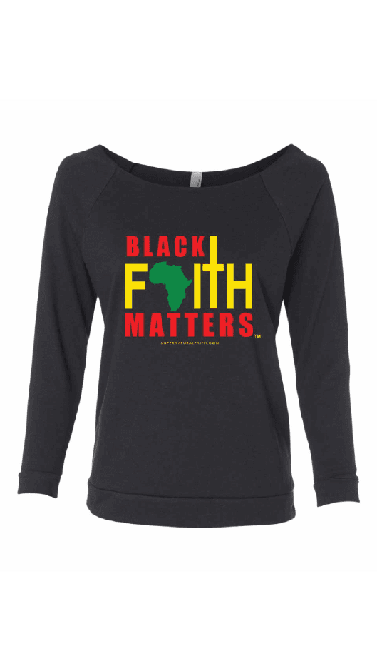 Black Faith Matters(Black) Long Sleeve Shirt - This Shirt Can be worn off the shoulder