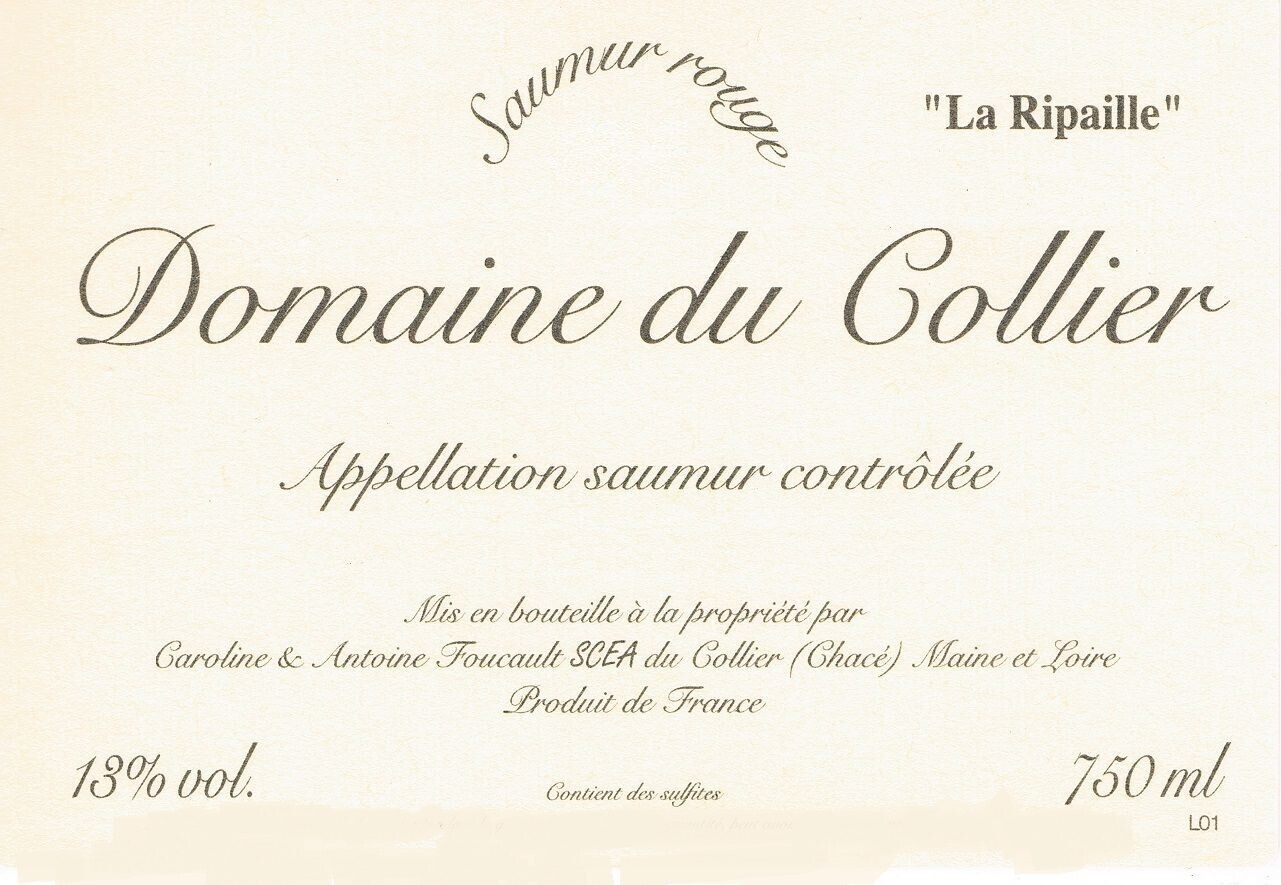 Domaine Collier Saumur Rouge ‘Cuvee La Ripaille’ 2019 - Loire Valley, France