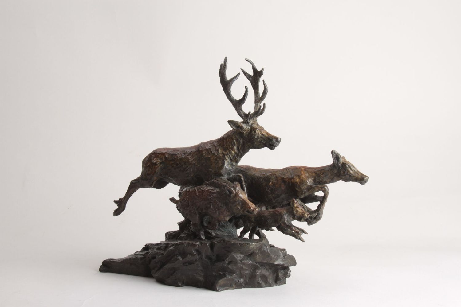 Cerf, biche, sangliers et renard (Esquisse)