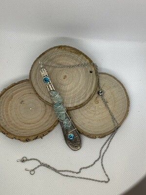 Beaded Adjustable Slide Bead Necklace, Turquoise Green