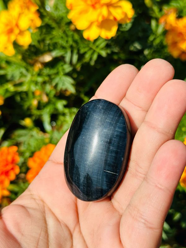 Blue Tiger Eye Palm Stone