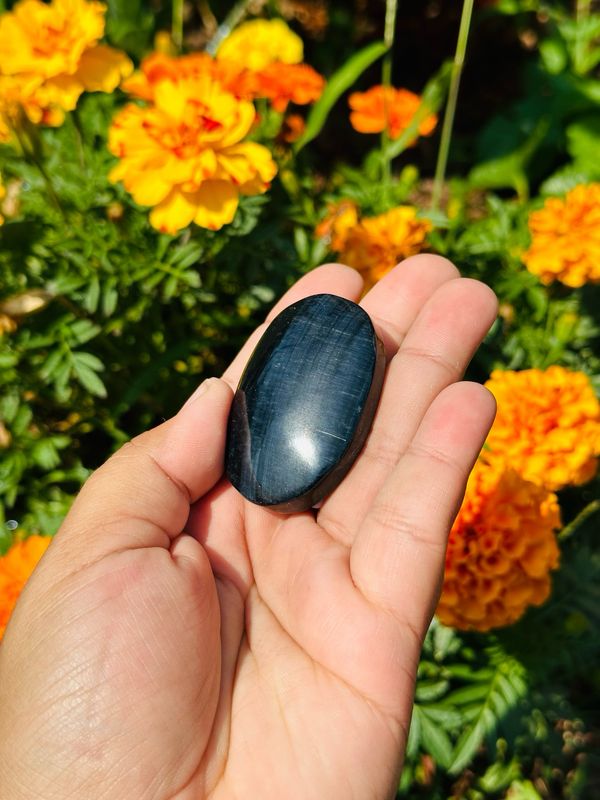 Blue Tiger Eye Palm Stone