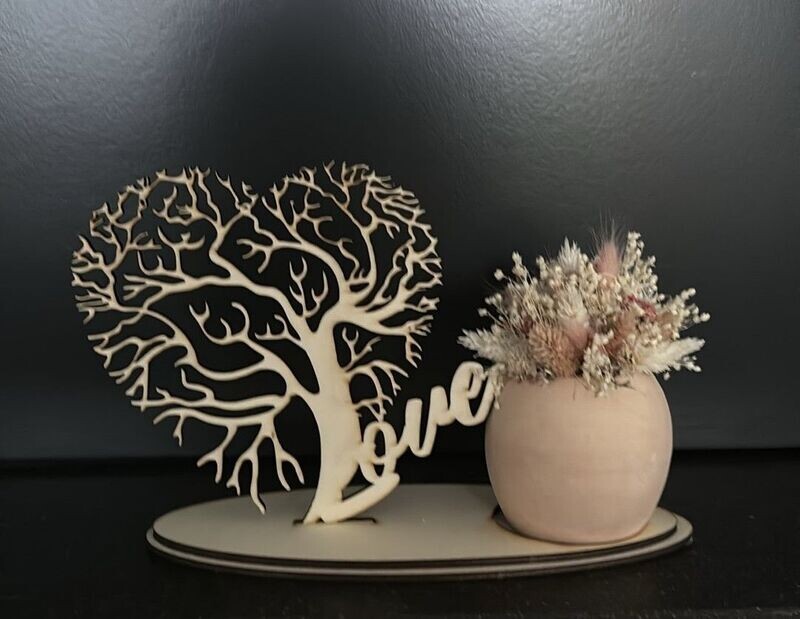 Love Plankje met droogbloemen
