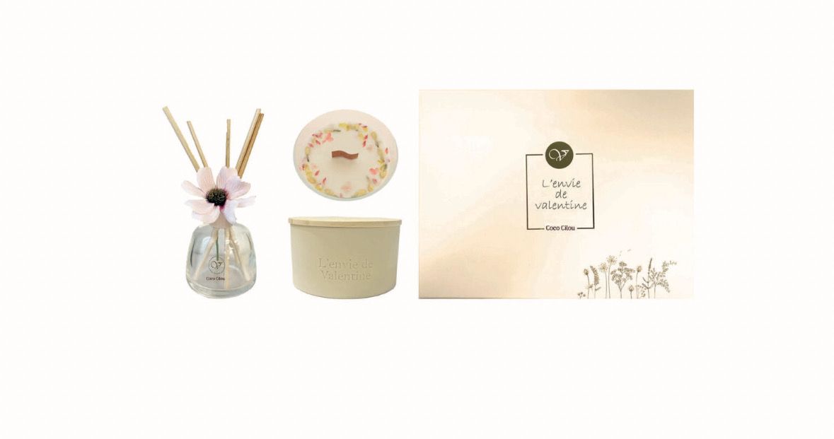 Cadeaubox geurkaars en geurstokjes Coco Cilou