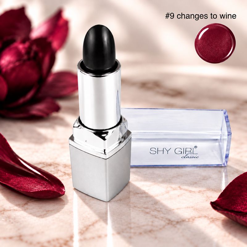 The original Shy Aloe Color Changing Lipstick #09 Changes to Wine