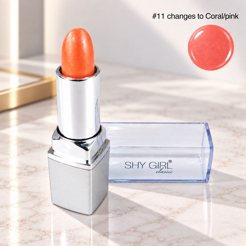 The original Shy Aloe Color Changing Lipstick #11 Changes to Coral/Pink