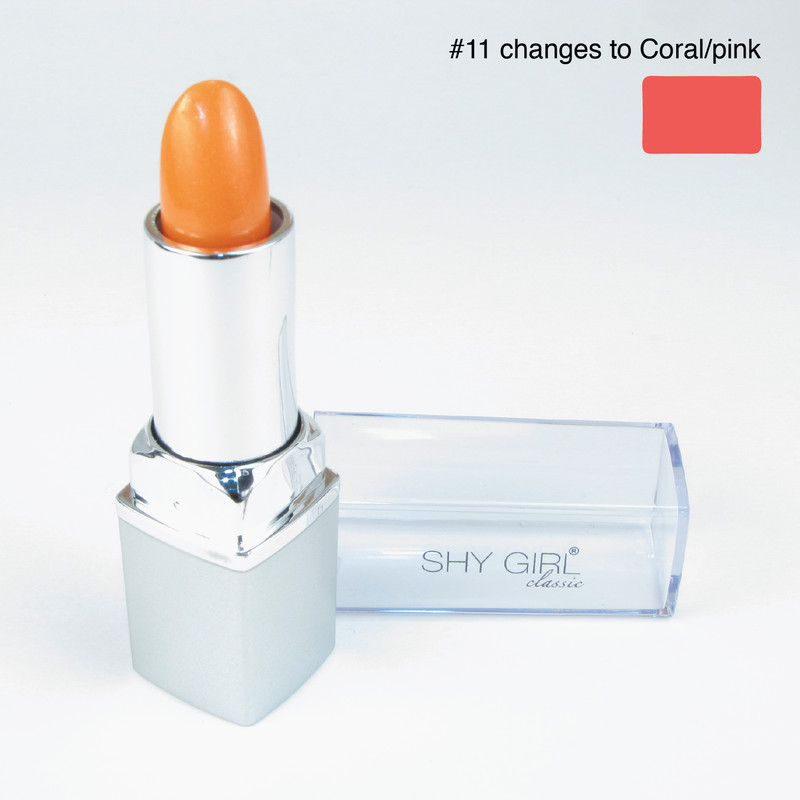 The original Shy Aloe Color Changing Lipstick #11 Changes to Coral/Pink
