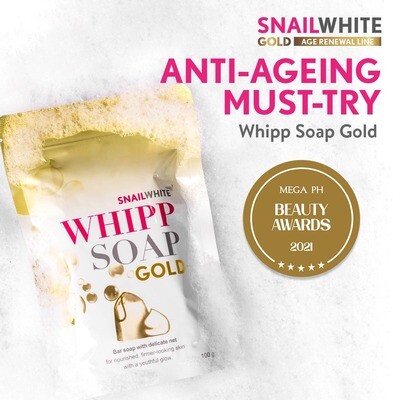 Snail White Whipp Soap Gold - 100g [Anti-aging hydrating facial cleanser with 24K Gold, fades age spots and hyperpigmentation]