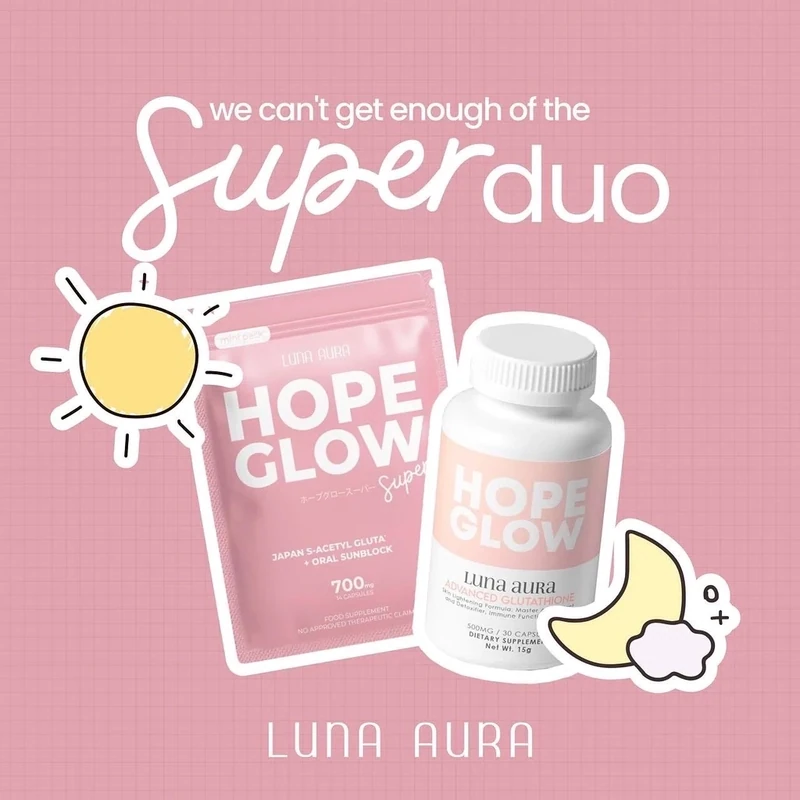 Super Duo Luna Aura Hope Glow Advanced Glutathione Super Mini 700mg/14 Capsule &amp; 30 Capsule