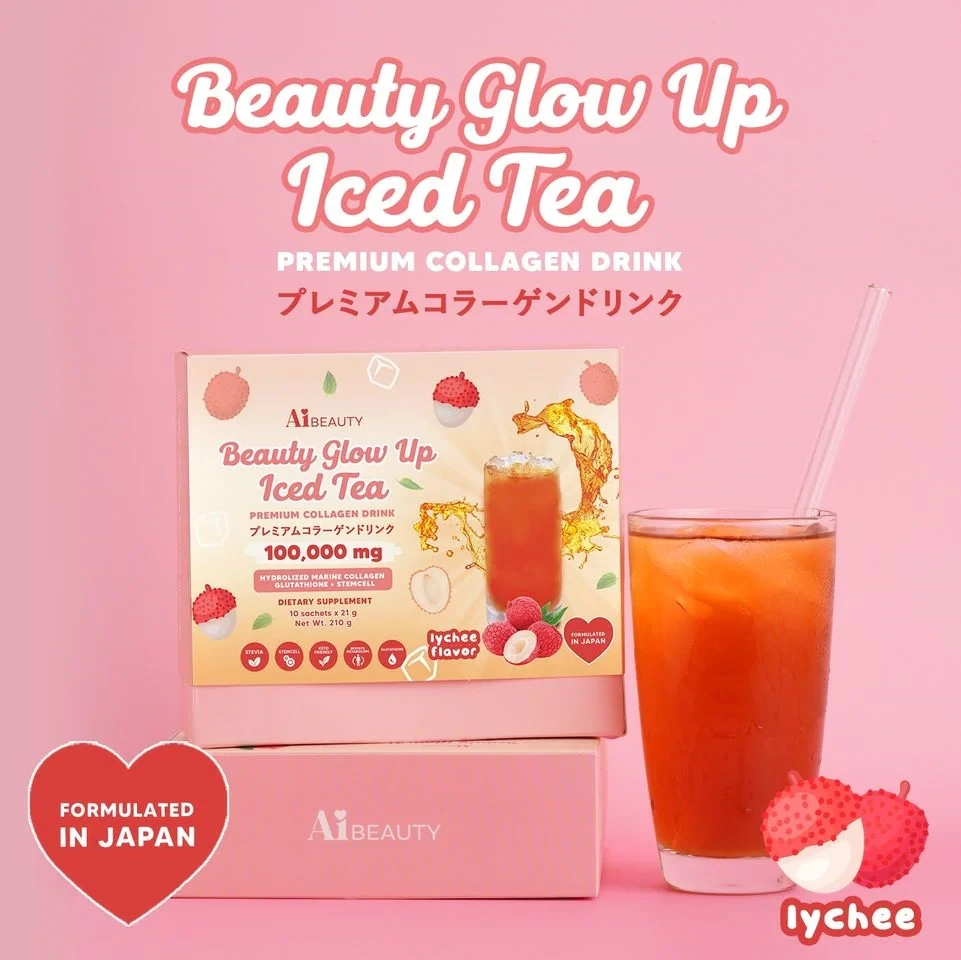 AiBeauty Beauty Glow Up Iced Tea Premium Collagen Drink