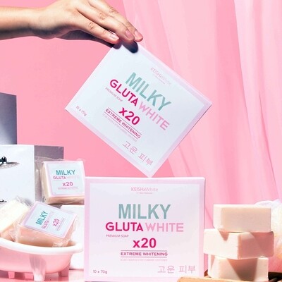 3PCS ​Milky Gluta White x20 Extreme Whitening Soap for Dark Spots Scars Acne Pimple Marks Dry