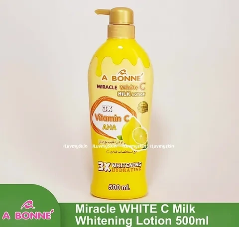 A Bonne Miracle White C Milk Lotion 500ml, 3x Vitamin C and AHA, 3x Whitening Hydrating
