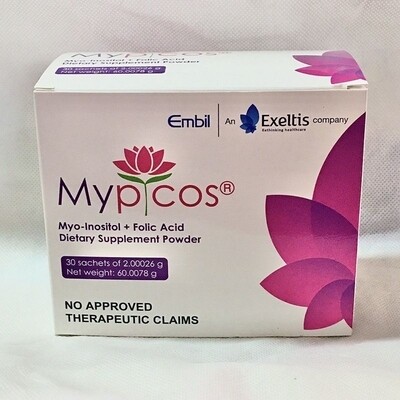 Mypicos Myo-Inositol Folic Acid Dietary Supplement Powder 1 Box 30 sachets for PCOS Period Health