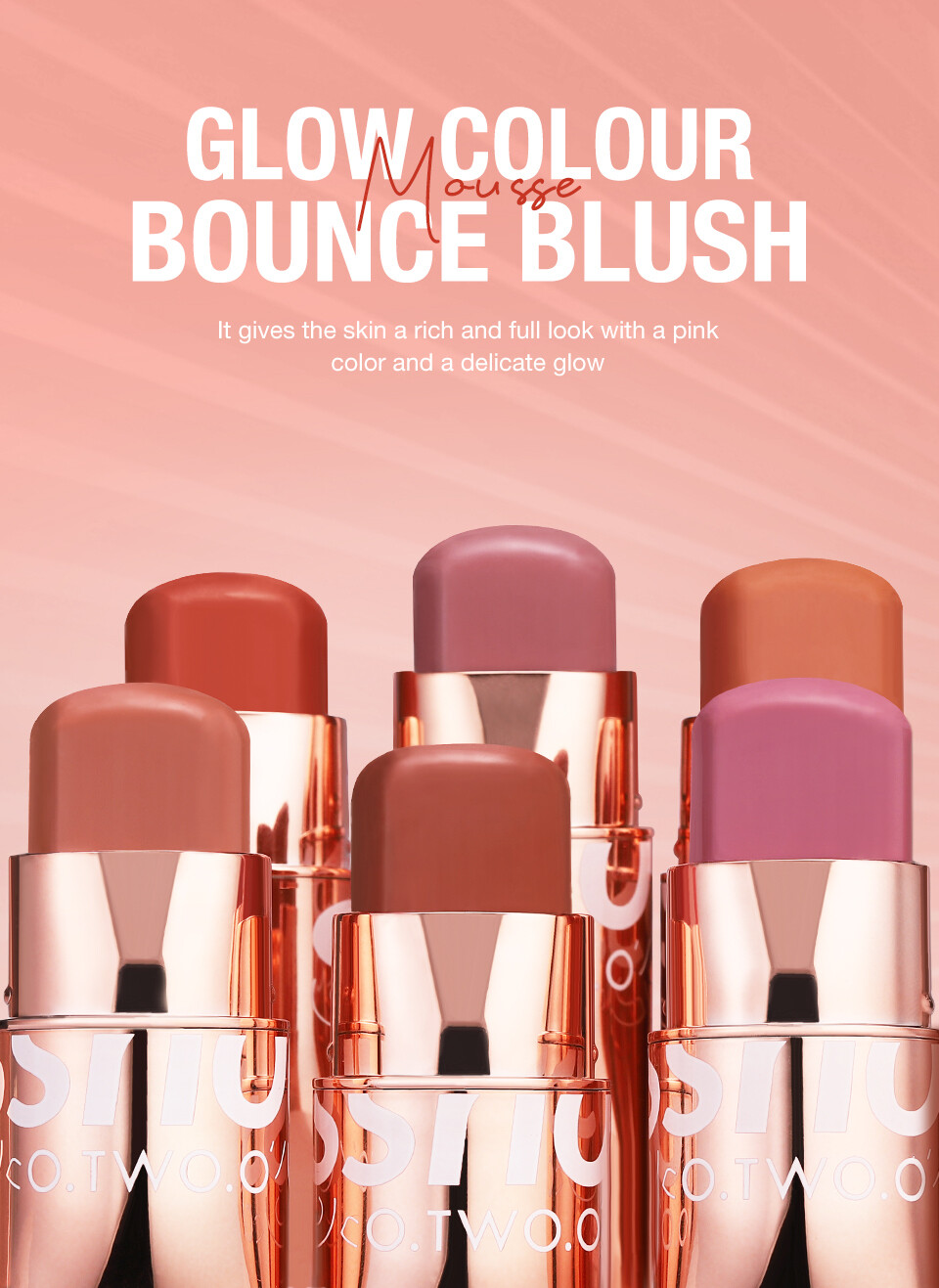 BUY 3 O.TWO.O Glow Color Bounce Stick Blush + LipStick