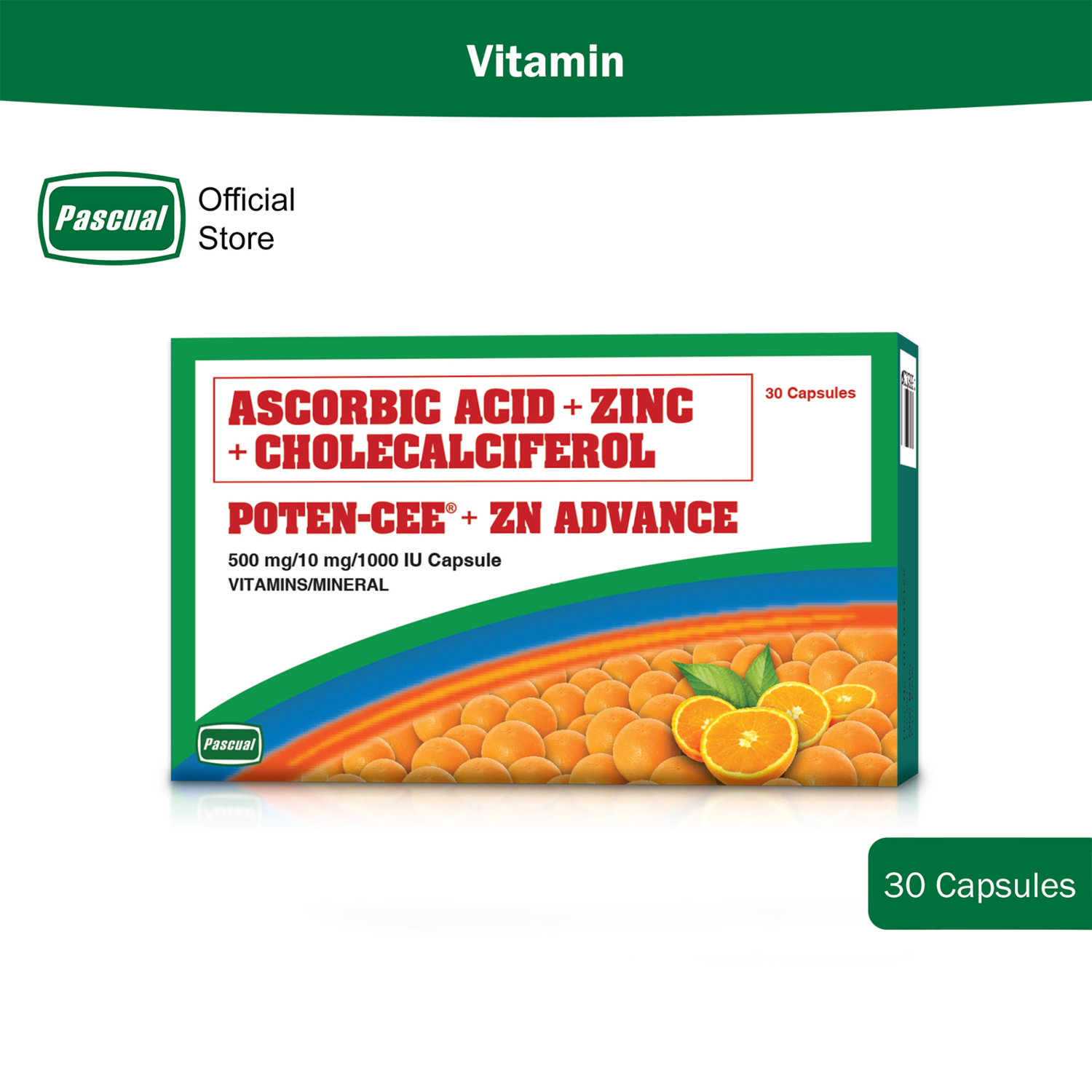Potencee 500mg/10mg Capsule / Vitamins Minerals 30 Capsule