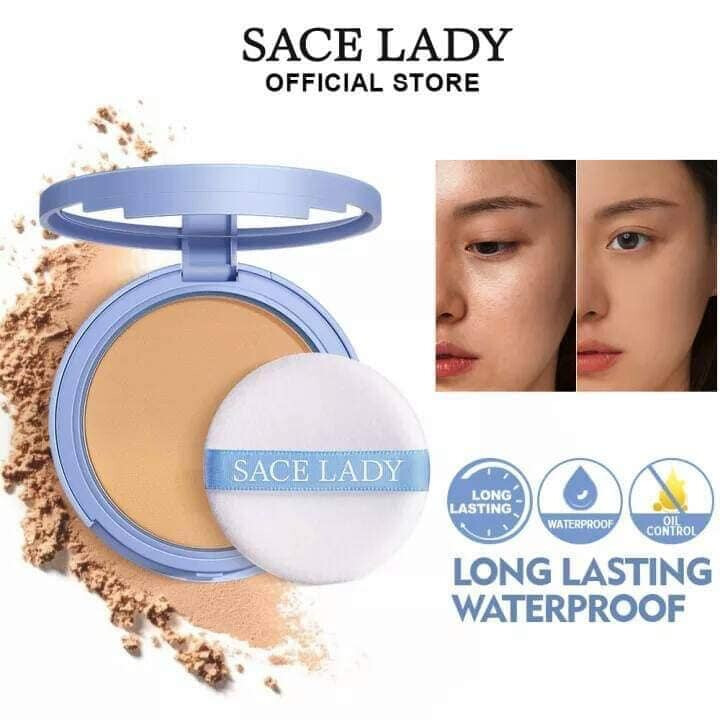 Sace Lady Compact Powder Waterproof Face Powder Oil Control Compact Powder Face Powder