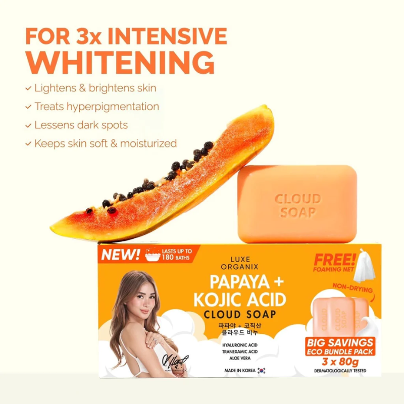 Luxe Organix Papaya + Kojic Acid Cloud Soap 80gx3