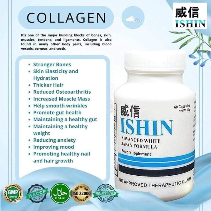 Ishin Glutathione Advance White Japan Formula Food Supplement 60 Capsules