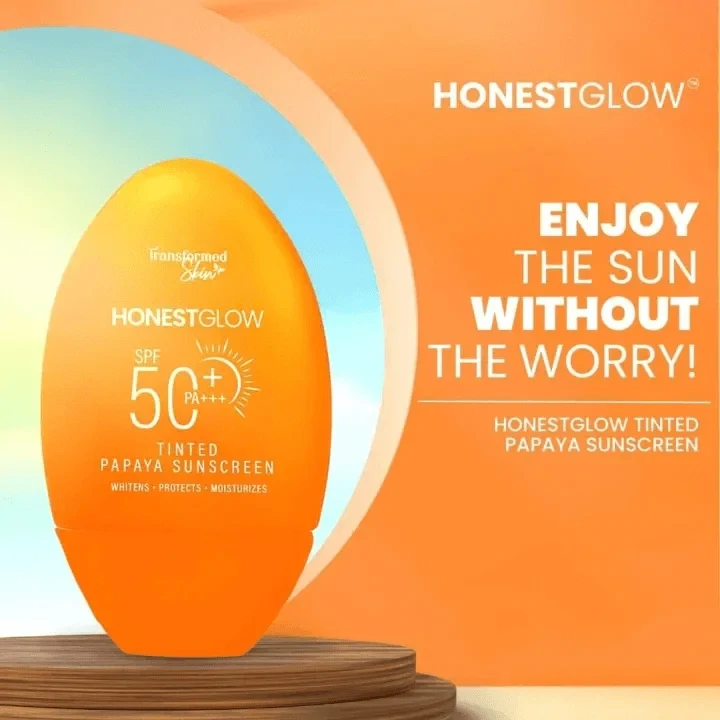Honest Glow Tinted Papaya Sunscreen SPF 50 PA+++ - 50g