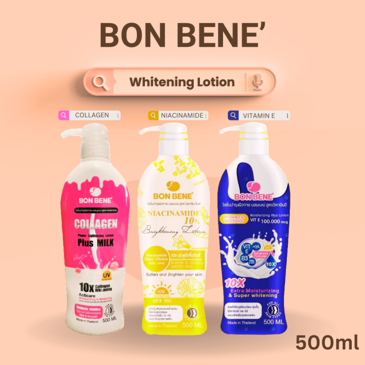 Bon Bene Whitening Lotion 500ml Made in Thailand