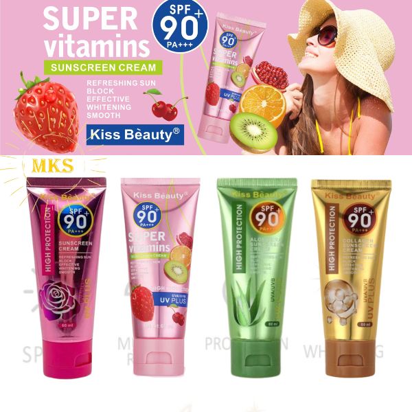 Kiss Beauty Sunscreen SPF 90+ High Protection Skin Tone Cream 60ml