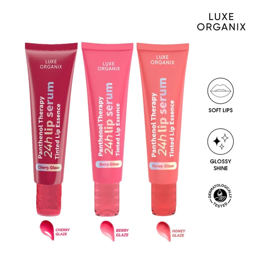 Luxe Organix Panthenol Therapy 24H Lip Serum Tinted Lip Essence Honey Glaze 10g