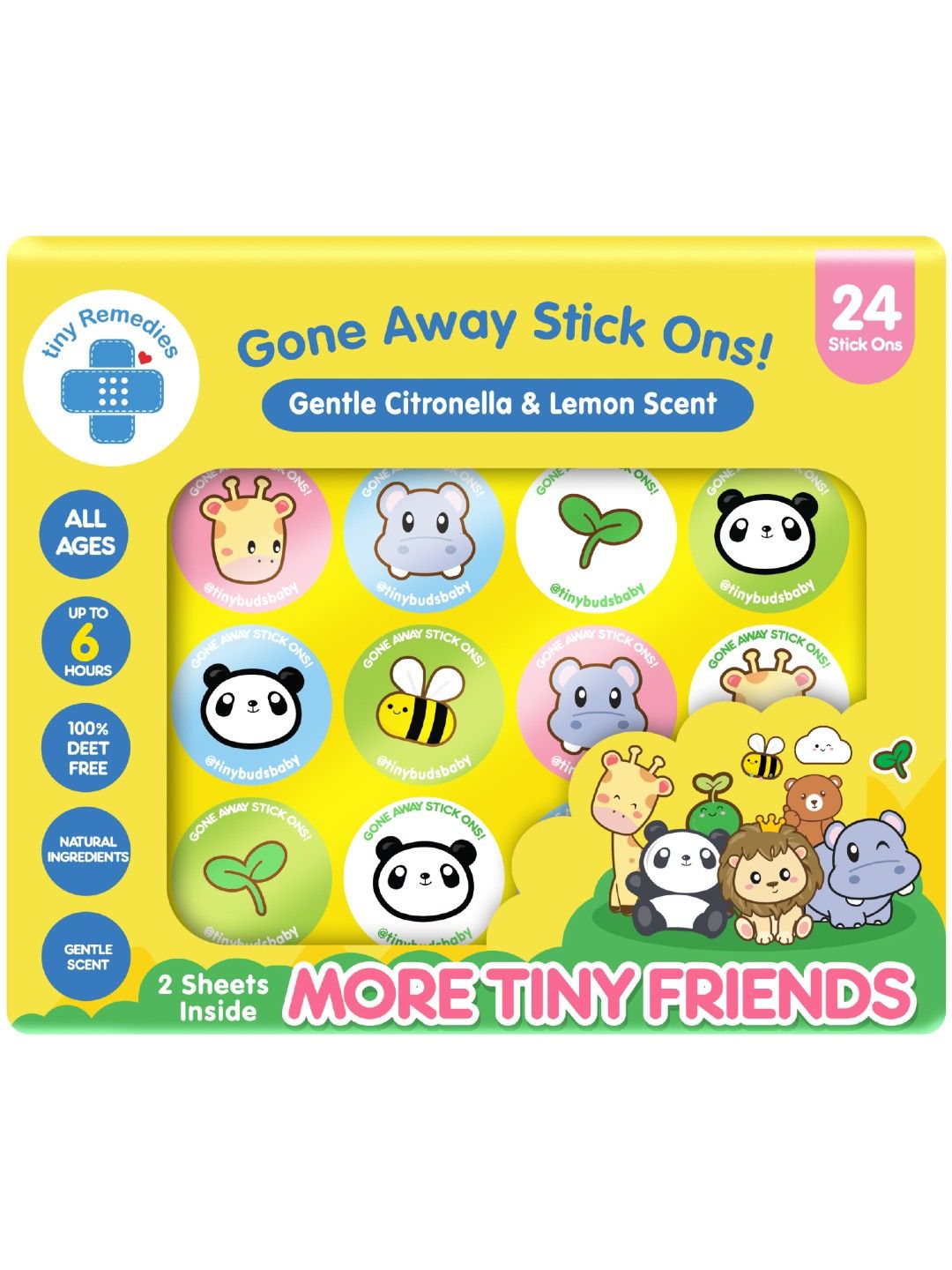 Tiny Buds Baby Naturals Tiny Buds Gone Away Stick Ons Gentle Citronella and Lemon Scent (12 Sticker)