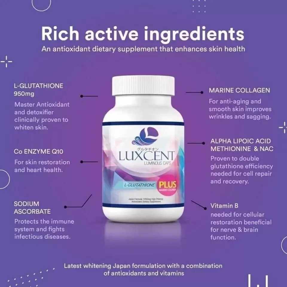luxcent glutathione supplier High Potency L Complex Plus Marine Collagen luxcent luminous caps l-glutathione UHealth