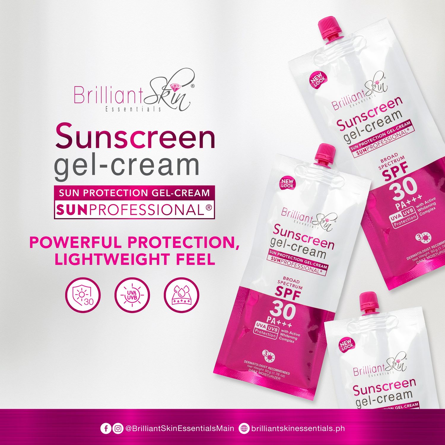 Brilliant Skin Sunscreen Gel-Cream-Sun Protection BIG NEW PACKAGING