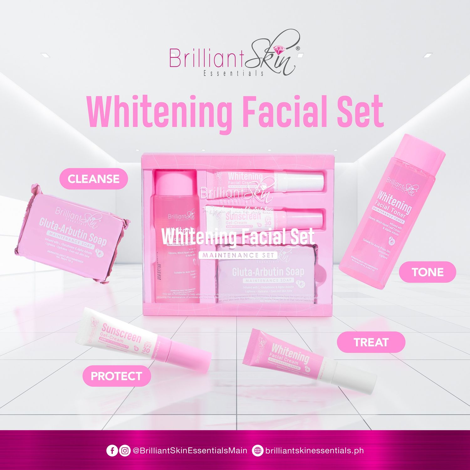 Brilliant Skin Whitening Facial Set Maintenance Set - (NEW PACKAGING)