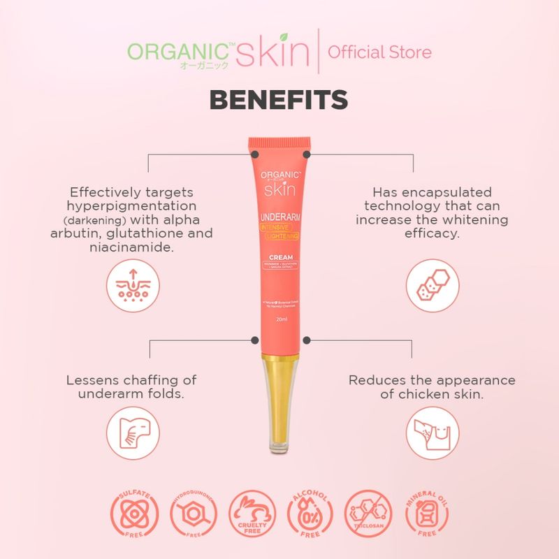 Organic Skin - Intensive Whitening Underarm Cream Under Arm Lightening 30ml - NEW PACKAGING