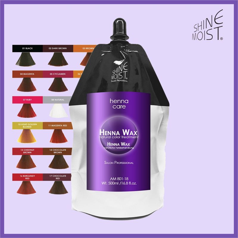 ShineMoist Henna Wax Cellophane Natural Hair Color Washable Treatment 500ml