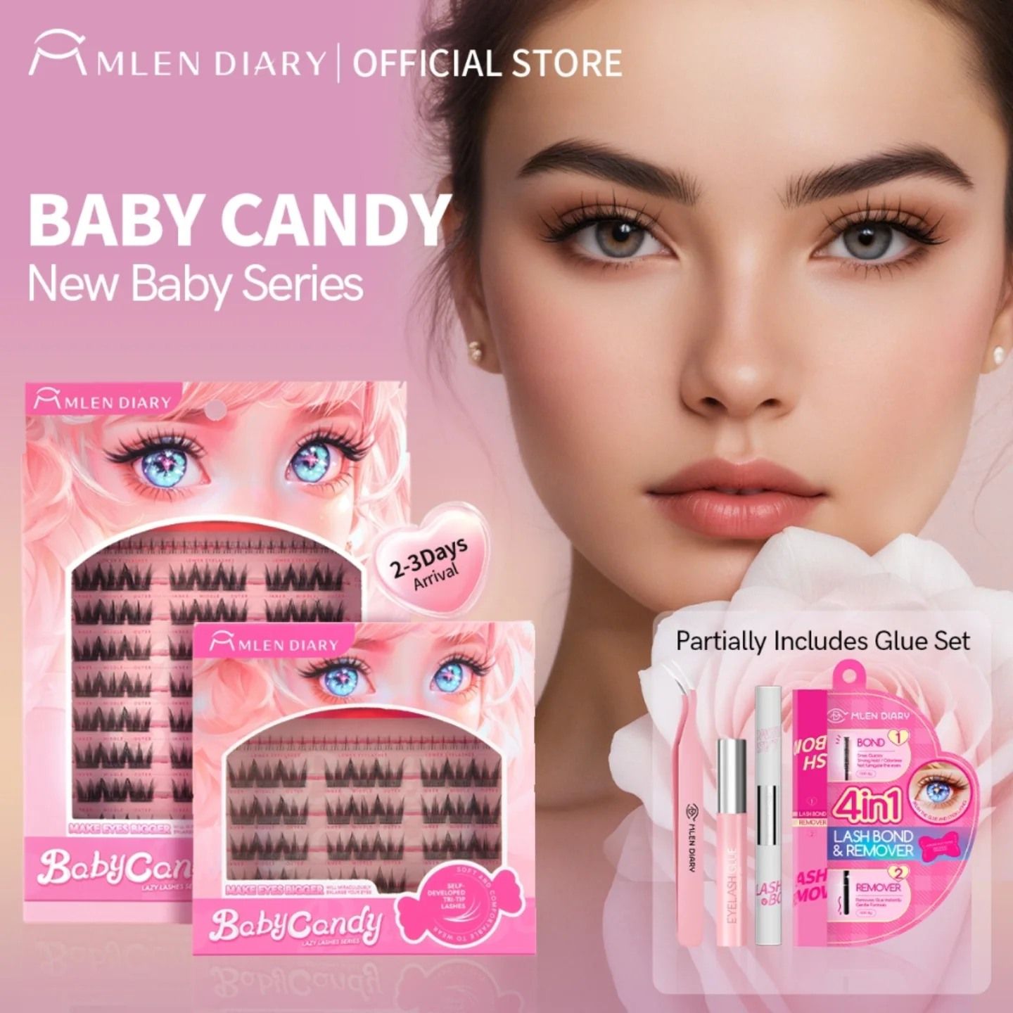 Mlen Diary Lashes - Baby Candy New Baby Series - Comic Lashes - Pink