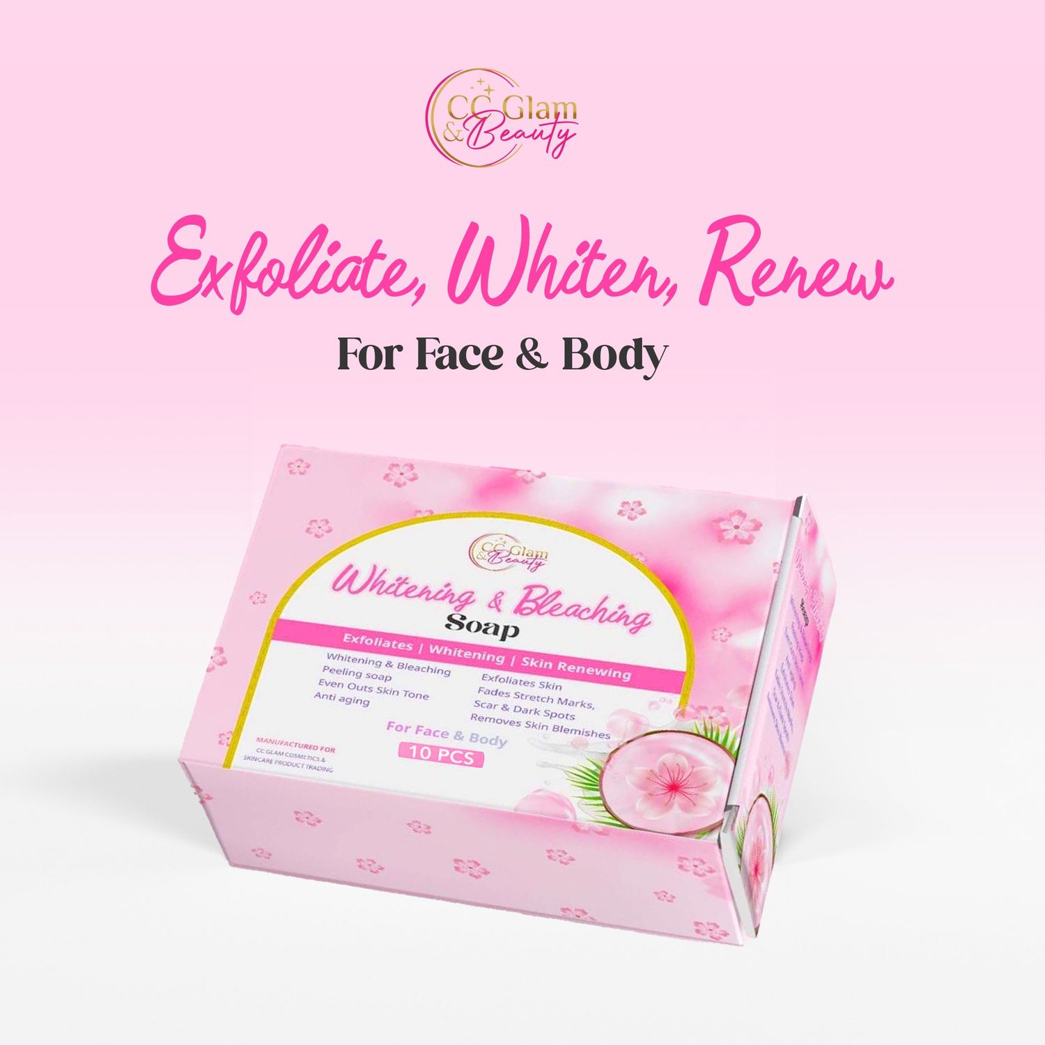 BUY 3PCS Cris Cosmetics CC Glam &amp; Beauty - Whitening and Bleaching Soap 10x70g - 10pcs 170g