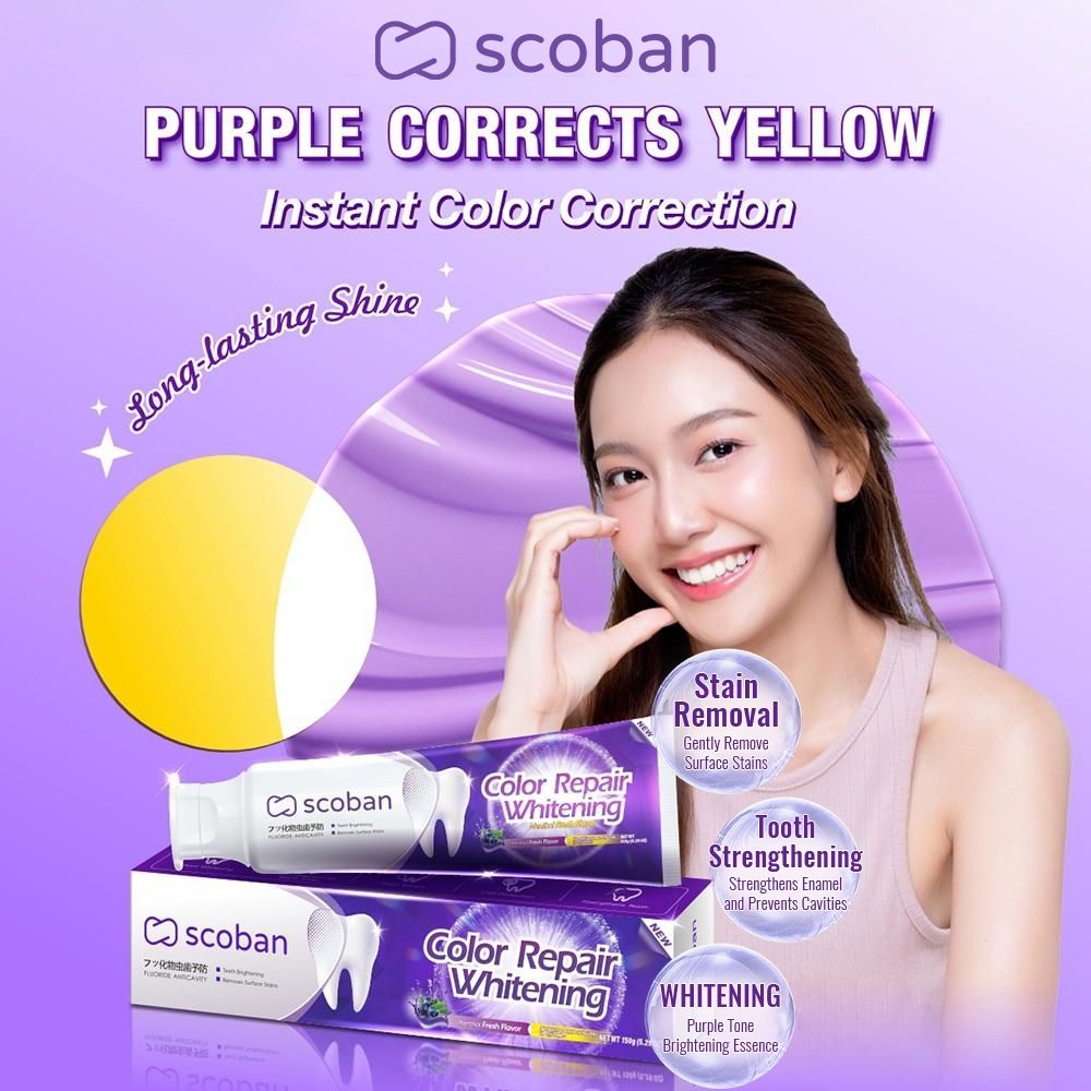 Scoban Purple Corrects Yellow - Scoban Tooth Whitening Miracle Toothpaste 180g