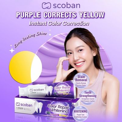 Scoban Purple Corrects Yellow - Scoban Tooth Whitening Miracle Toothpaste 180g